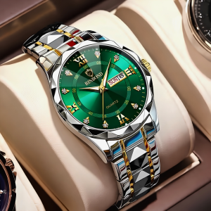 Luxury Binbond authentic Silver Green Watch
